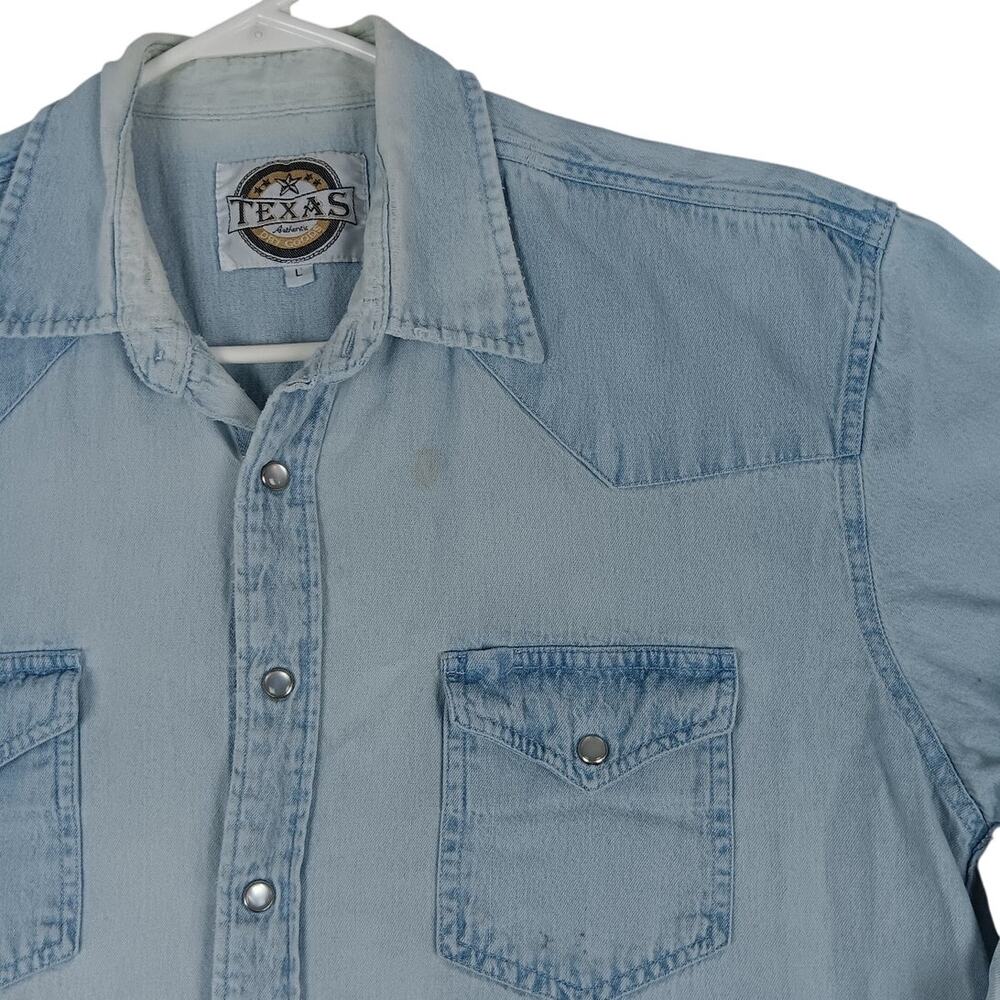 Texas Authentic Dry Goods Vintage Denim Shirt Mens‎ Large Distressed Western